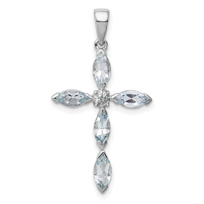 Sterling silver diamond cross pendant