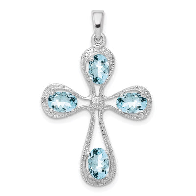 Sterling silver diamond cross pendant