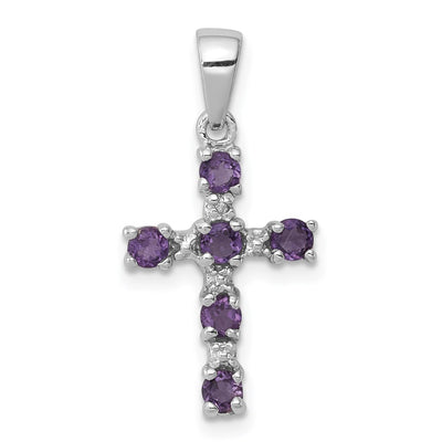 Sterling silver diamond cross pendant