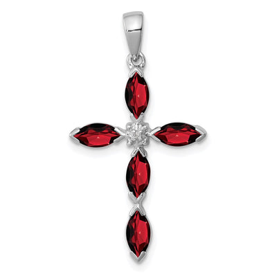 Sterling silver diamond cross pendant