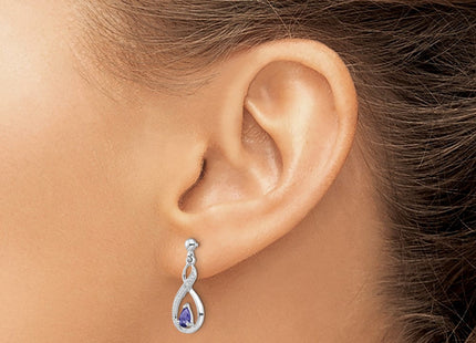 Sterling Silver Rhodium-plated Tanzanite & Diamond Earrings (Style QDX983)