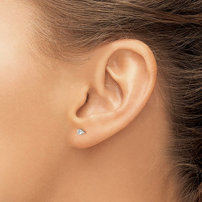 Sterling Silver Polished Children's Round Snap Set CZ Stud Earrings, 3 x 3mm