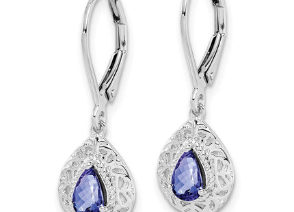 Sterling Silver Rhodium-plated Tanzanite Lever Back Earrings (Style QE10017TZ)