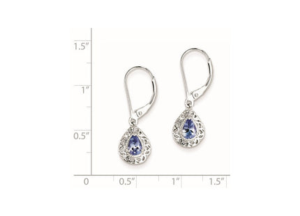 Sterling Silver Rhodium-plated Tanzanite Lever Back Earrings (Style QE10017TZ)