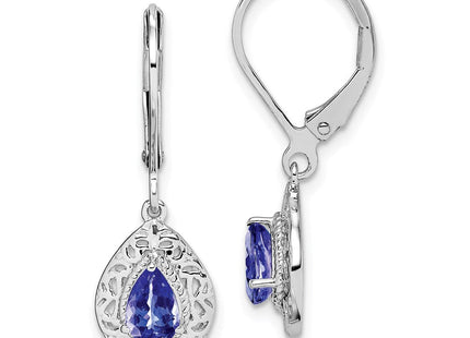 Sterling Silver Rhodium-plated Tanzanite Lever Back Earrings (Style QE10017TZ)
