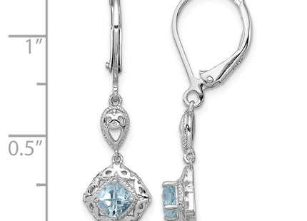 Sterling silver aquamarine earrings, further view