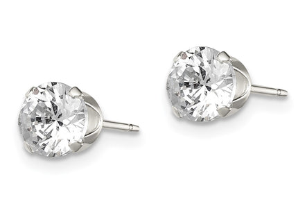 Sterling silver cubic zirconia stud earrings, alternate view