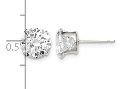 Sterling silver cubic zirconia stud earrings, further view