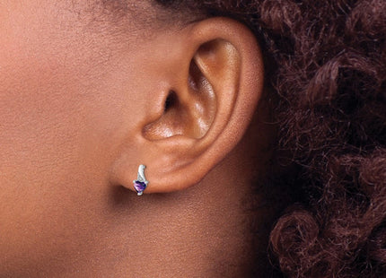 Sterling Silver Rhodium-plated Amethyst and Diamond Earrings (Style QE10217AM)