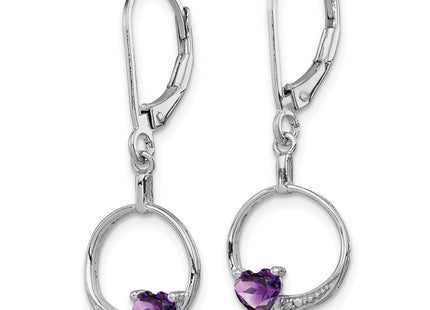 Sterling Silver Rhodium-plated Amethyst and Diamond Earrings (Style QE10251AM)