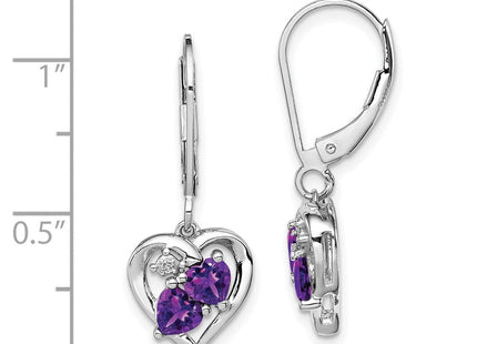 Sterling Silver Rhodium-plated Amethyst and Diamond Earrings (Style QE10257AM)