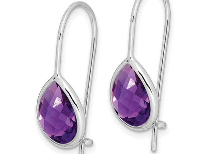 Sterling silver amethyst teardrop drop earrings, alternate view
