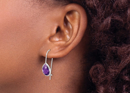 Sterling silver amethyst teardrop drop earrings, another view
