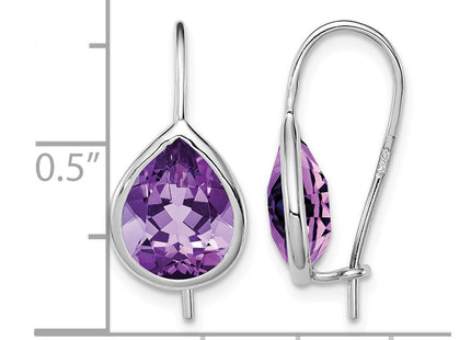 Sterling silver amethyst teardrop drop earrings, further view
