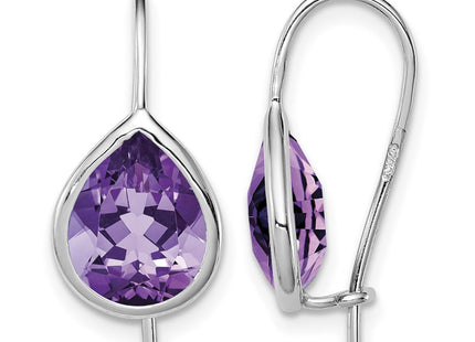 Sterling silver amethyst teardrop drop earrings