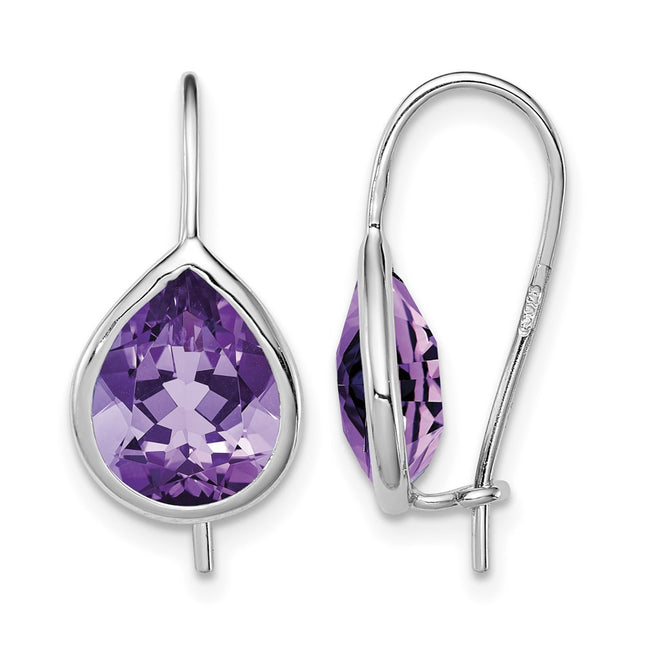 Sterling silver amethyst teardrop drop earrings