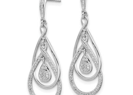 Sterling silver diamond drop earrings, alternate view