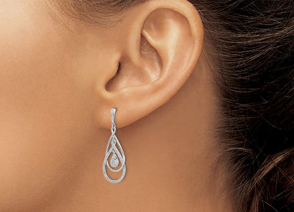 Sterling silver diamond drop earrings, another view