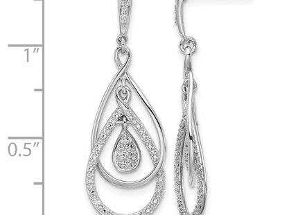 Sterling silver diamond drop earrings, further view