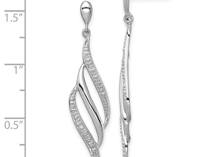 Sterling Silver Rhodium Plated Diamond Swirl Post Dangle Earrings