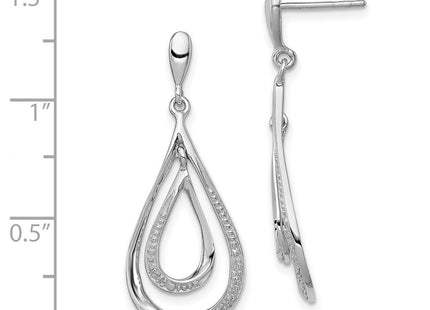 Sterling Silver Rhodium Plated Diamond Post Dangle Earrings (Style QE10554)