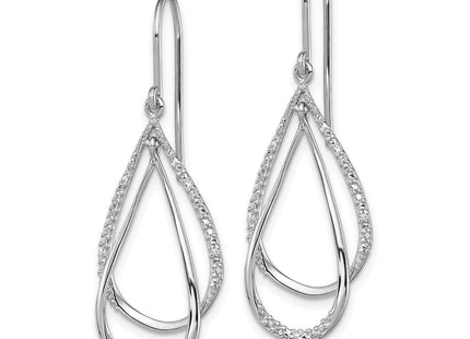 Sterling Silver Rhodium Plated Diamond Dangle Earrings