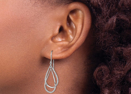 Sterling Silver Rhodium Plated Diamond Dangle Earrings
