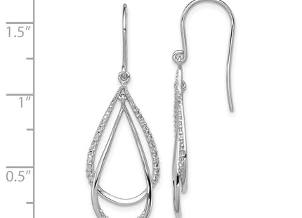 Sterling Silver Rhodium Plated Diamond Dangle Earrings