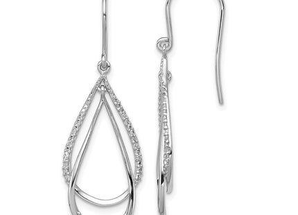 Sterling Silver Rhodium Plated Diamond Dangle Earrings