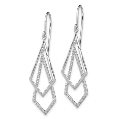 Sterling Silver Rhodium Plated Diamond Dangle Earrings, 45 x 13mm
