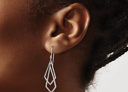 Sterling silver diamond drop earrings, another view