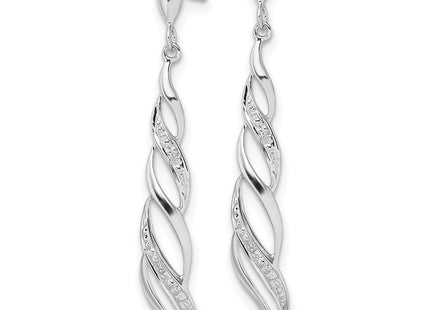 Sterling silver diamond drop earrings, alternate view