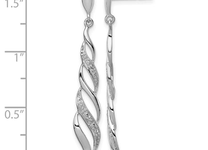 Sterling silver diamond drop earrings, further view