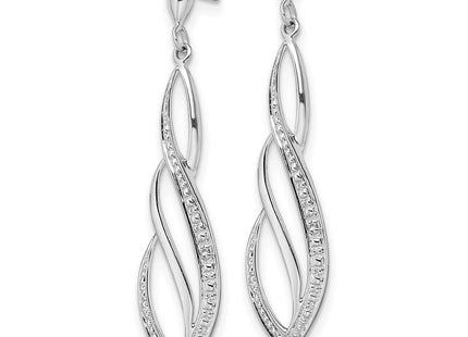 Sterling silver diamond drop earrings, alternate view