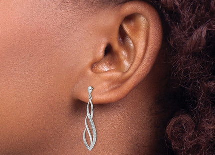 Sterling silver diamond drop earrings, another view