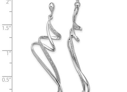 Sterling silver diamond drop earrings, alternate view