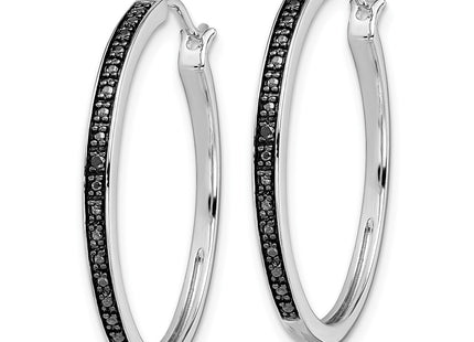 Sterling silver diamond hoop earrings, alternate view