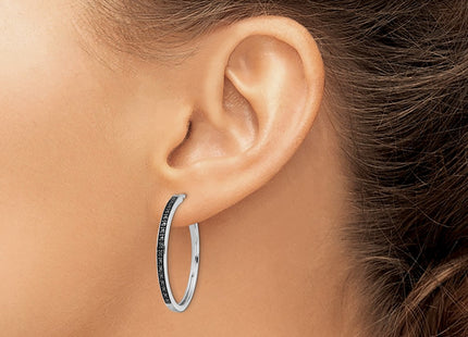 Sterling silver diamond hoop earrings, another view