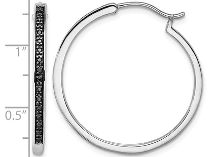 Sterling silver diamond hoop earrings, further view