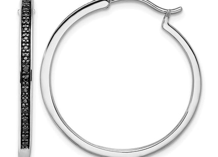 Sterling silver diamond hoop earrings