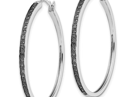 Sterling silver diamond hoop earrings, alternate view