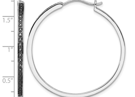 Sterling silver diamond hoop earrings, further view