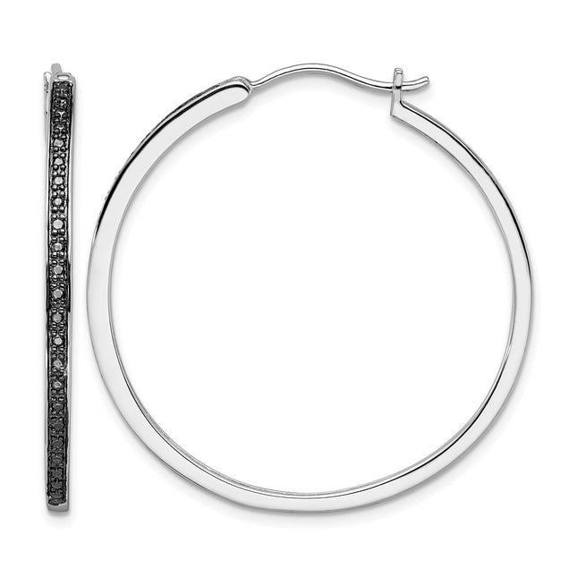 Sterling silver diamond hoop earrings