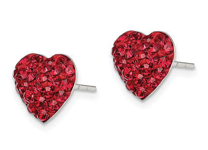 Sterling silver crystal heart earrings, alternate view