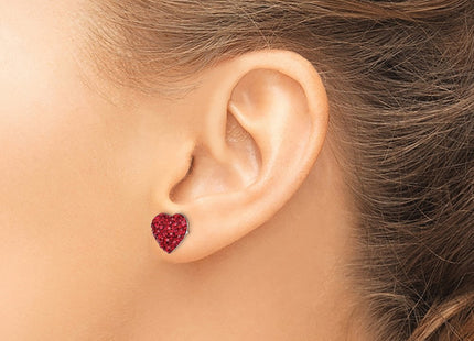 Sterling silver crystal heart earrings, another view