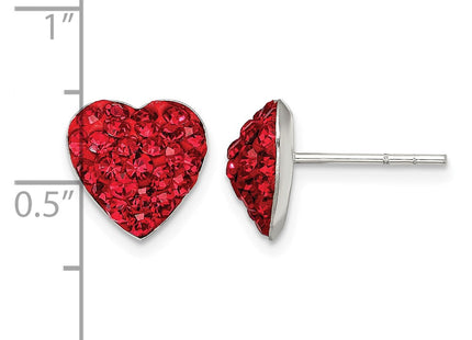Sterling silver crystal heart earrings, further view