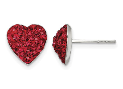 Sterling silver crystal heart earrings