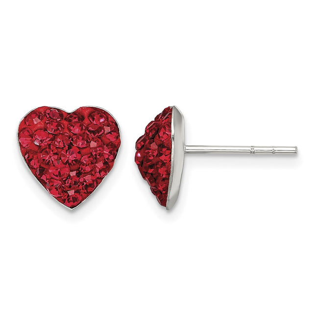 Sterling silver crystal heart earrings