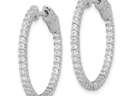 Sterling Shimmer Sterling Silver Rhodium-plated 66 Stone CZ In and Out Round Hinged Hoop Earrings, 25 x 25mm
