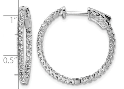 Sterling Shimmer Sterling Silver Rhodium-plated 66 Stone CZ In and Out Round Hinged Hoop Earrings, 25 x 25mm